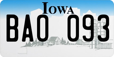 IA license plate BAO093
