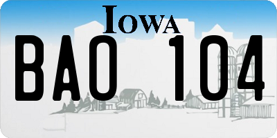 IA license plate BAO104