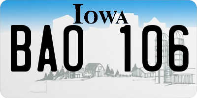 IA license plate BAO106
