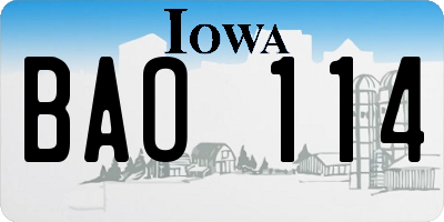 IA license plate BAO114