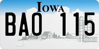 IA license plate BAO115