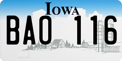IA license plate BAO116