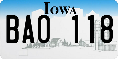 IA license plate BAO118
