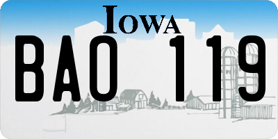 IA license plate BAO119