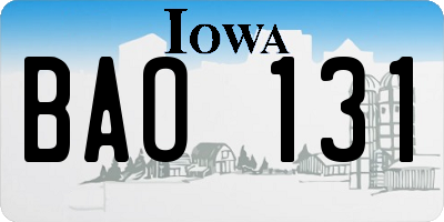 IA license plate BAO131