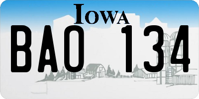 IA license plate BAO134