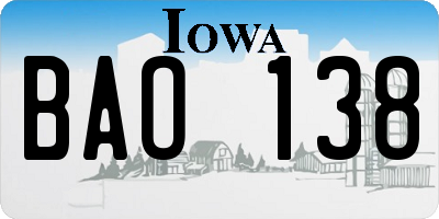 IA license plate BAO138