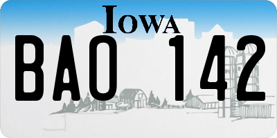 IA license plate BAO142