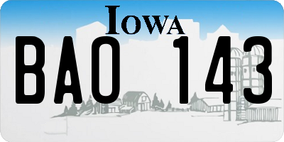 IA license plate BAO143