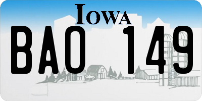 IA license plate BAO149