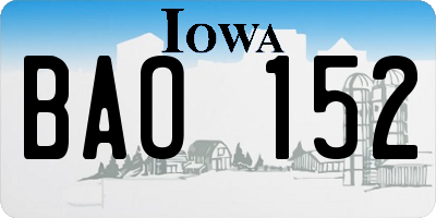 IA license plate BAO152