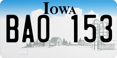 IA license plate BAO153
