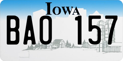 IA license plate BAO157