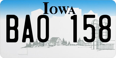 IA license plate BAO158