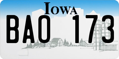 IA license plate BAO173