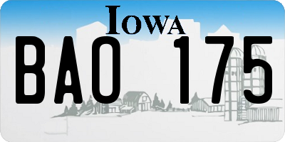 IA license plate BAO175