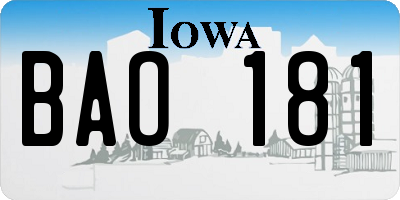 IA license plate BAO181