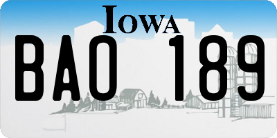 IA license plate BAO189