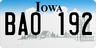 IA license plate BAO192