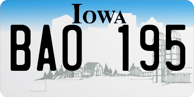 IA license plate BAO195