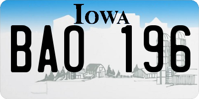 IA license plate BAO196