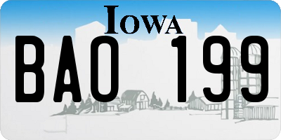 IA license plate BAO199