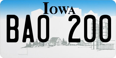 IA license plate BAO200