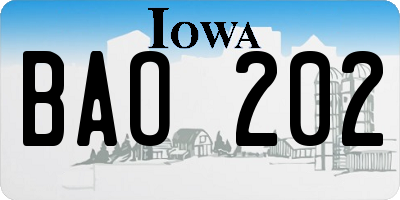 IA license plate BAO202