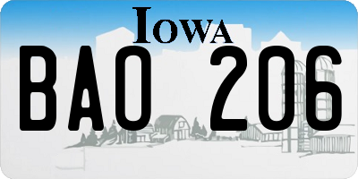 IA license plate BAO206