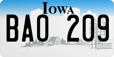 IA license plate BAO209