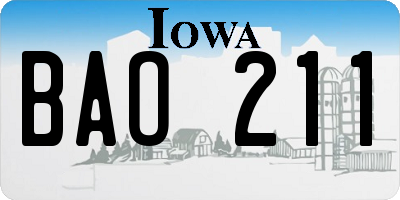 IA license plate BAO211