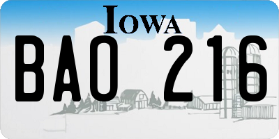 IA license plate BAO216