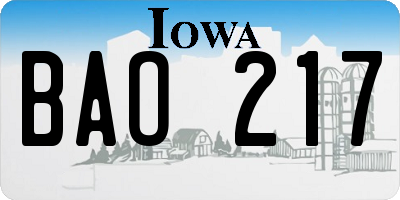 IA license plate BAO217