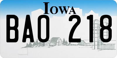 IA license plate BAO218