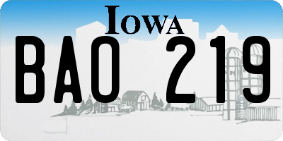 IA license plate BAO219