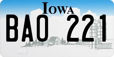 IA license plate BAO221