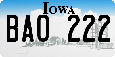 IA license plate BAO222