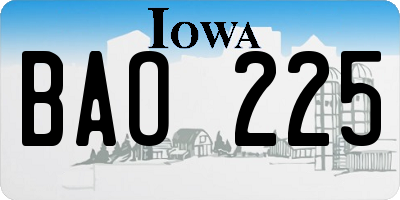 IA license plate BAO225