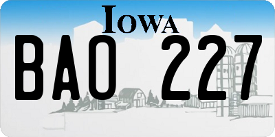 IA license plate BAO227