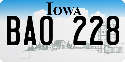 IA license plate BAO228