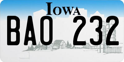 IA license plate BAO232
