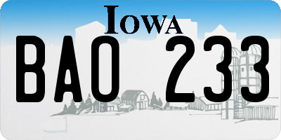 IA license plate BAO233