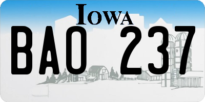 IA license plate BAO237