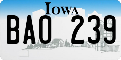 IA license plate BAO239