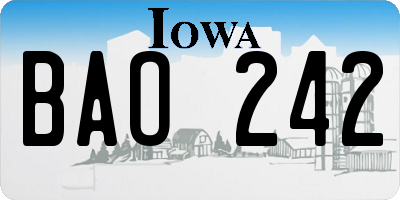 IA license plate BAO242