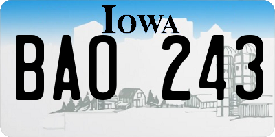 IA license plate BAO243