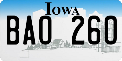 IA license plate BAO260