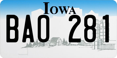 IA license plate BAO281