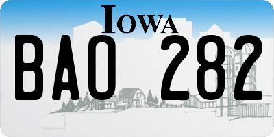 IA license plate BAO282