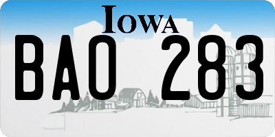 IA license plate BAO283
